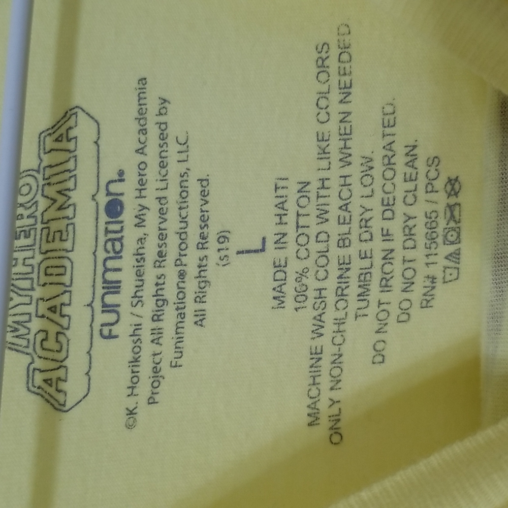 My Hero Academia Yellow Graphic T-Shirt Size L - Picture 3 of 7